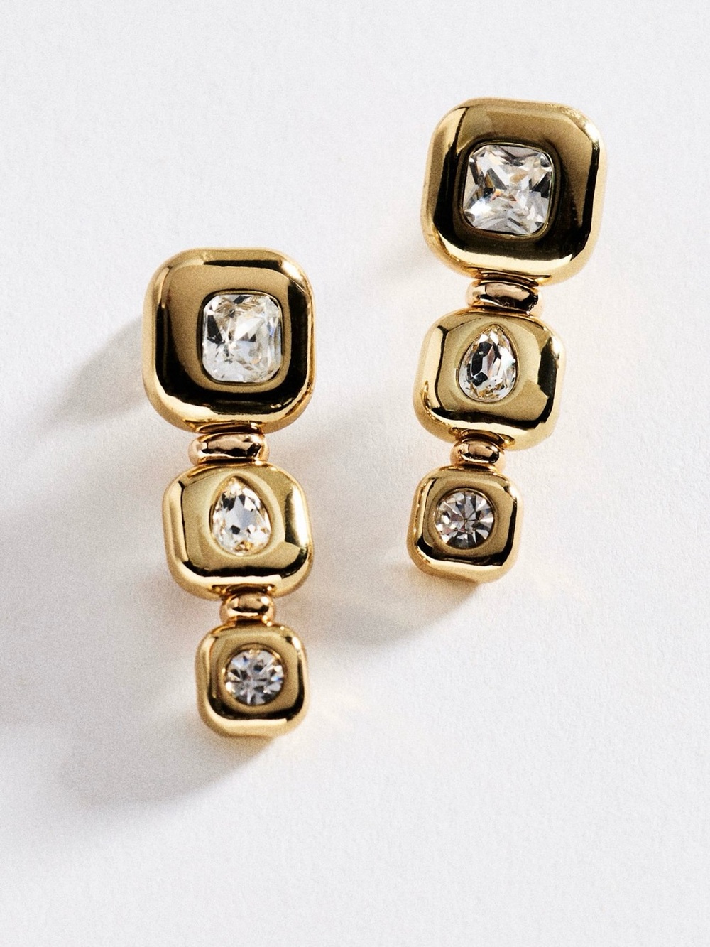 Anthropologie Bezel Crystal Square Drop Earrings